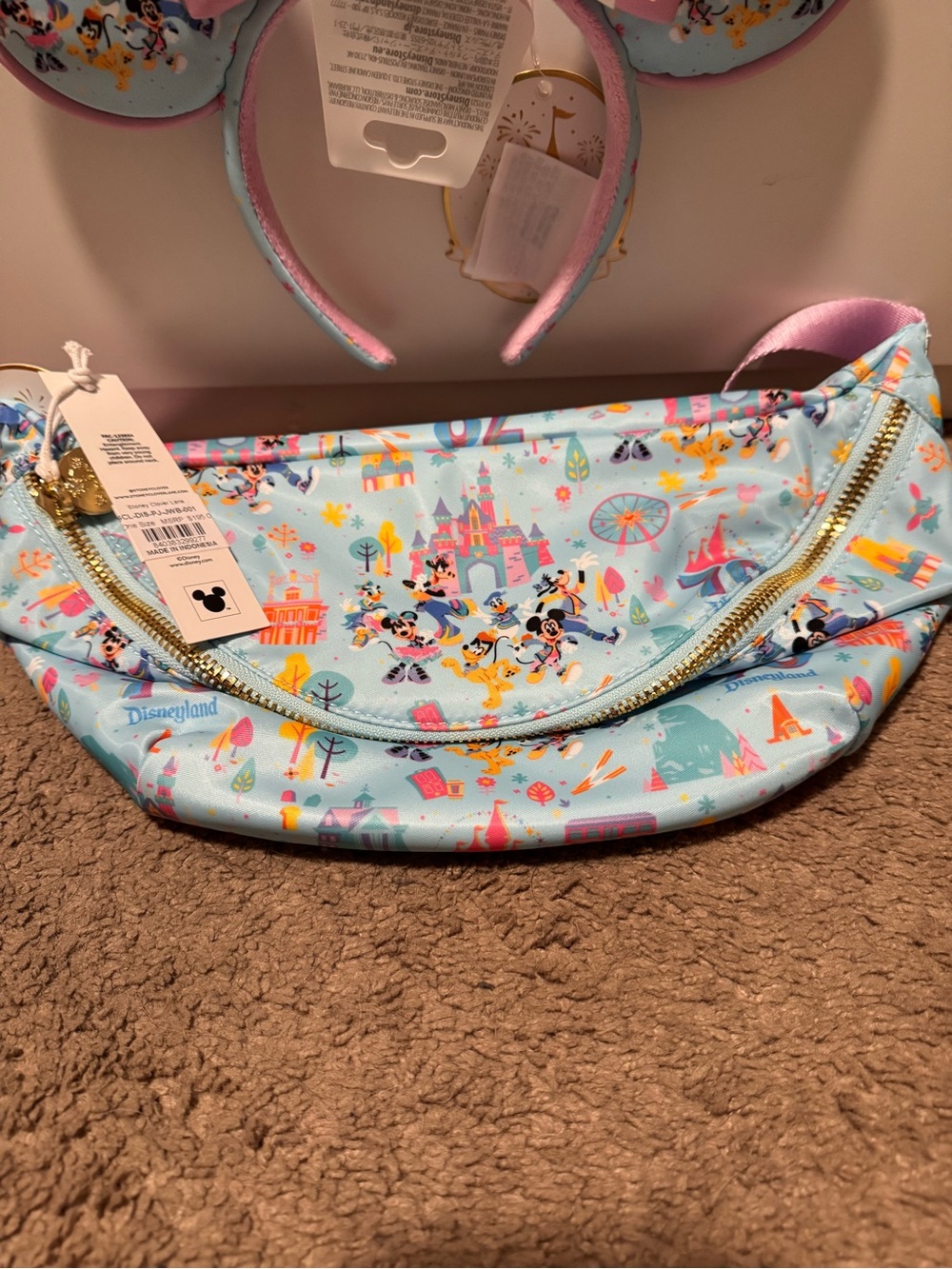Stoney Clover Lane Light Blue & Pink Disney Park-Print Crossbody Fanny Pack Set - Picture 3 of 7